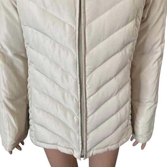Kenneth Cole Reaction Jacket Womens Large Quilted Down Feather Off White - Picture 10 of 14